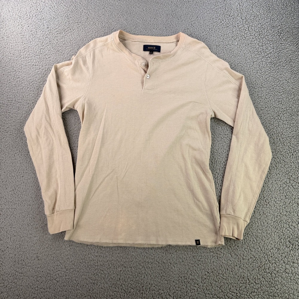 Roark Henley‎ Shirt Mens Small Tan Waffle Knit Long Sleeve RK310 Thermal